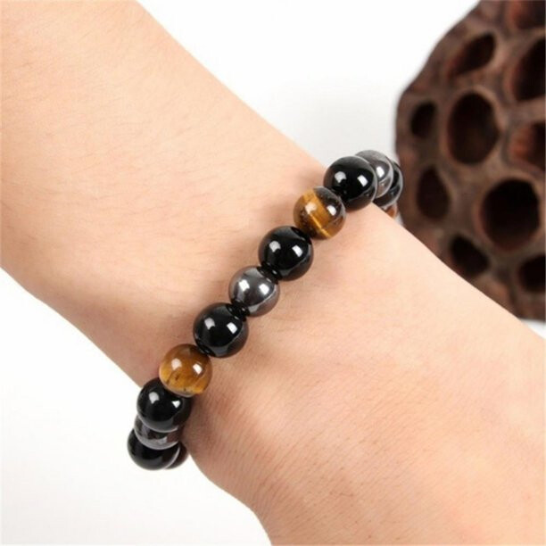 Natural Energy Healing Stretch Bracelet Stone Hematite Tiger Eye for Men Women gallery
