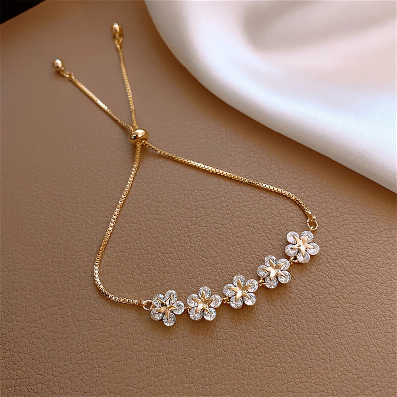 Adjustable Yellow Gold Silver Plated CZ Drawstring Slider Bracelet Gifts - NEW! gallery