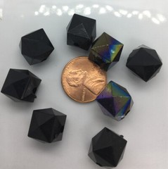 8 PC Charms Beads Sliders Spacers Black Iridescent 14 MM New Free Ship 160