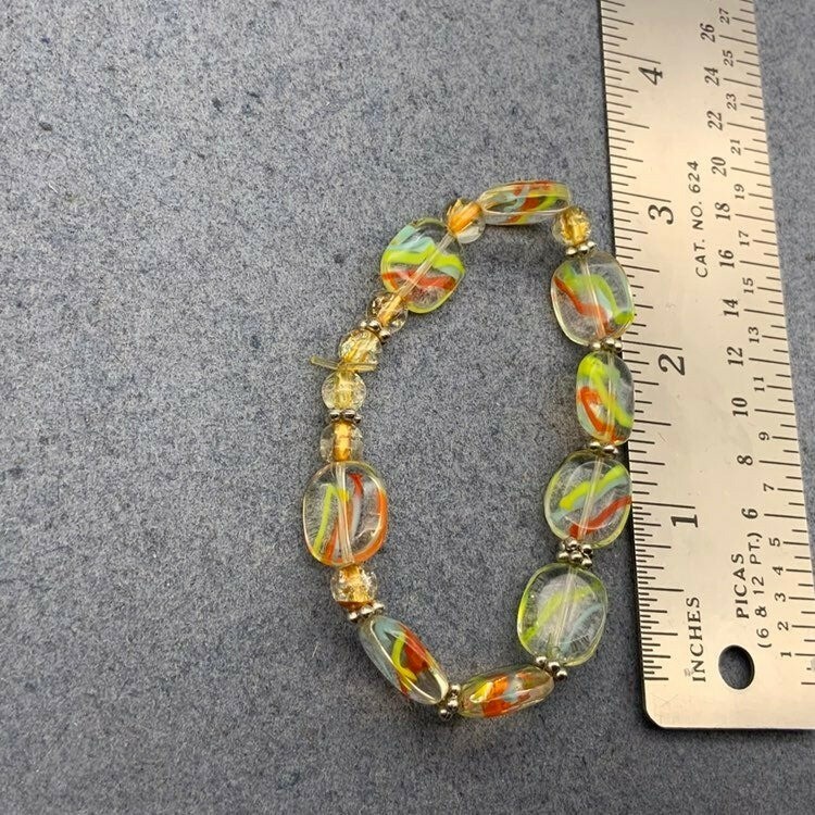 Clear Stretch Bracelet Red Orange Lime Green Turquoise Blue Swirl Gold Silver gallery