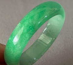 59.7mm Natural Green Jadeite Jade Bracelets Burma Emerald Jade Bracelet Bangle
