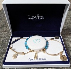 3 PC Bracelet Set Life’s A Beach New Gift Ocean Flip Flop Palm Dangle Nautical
