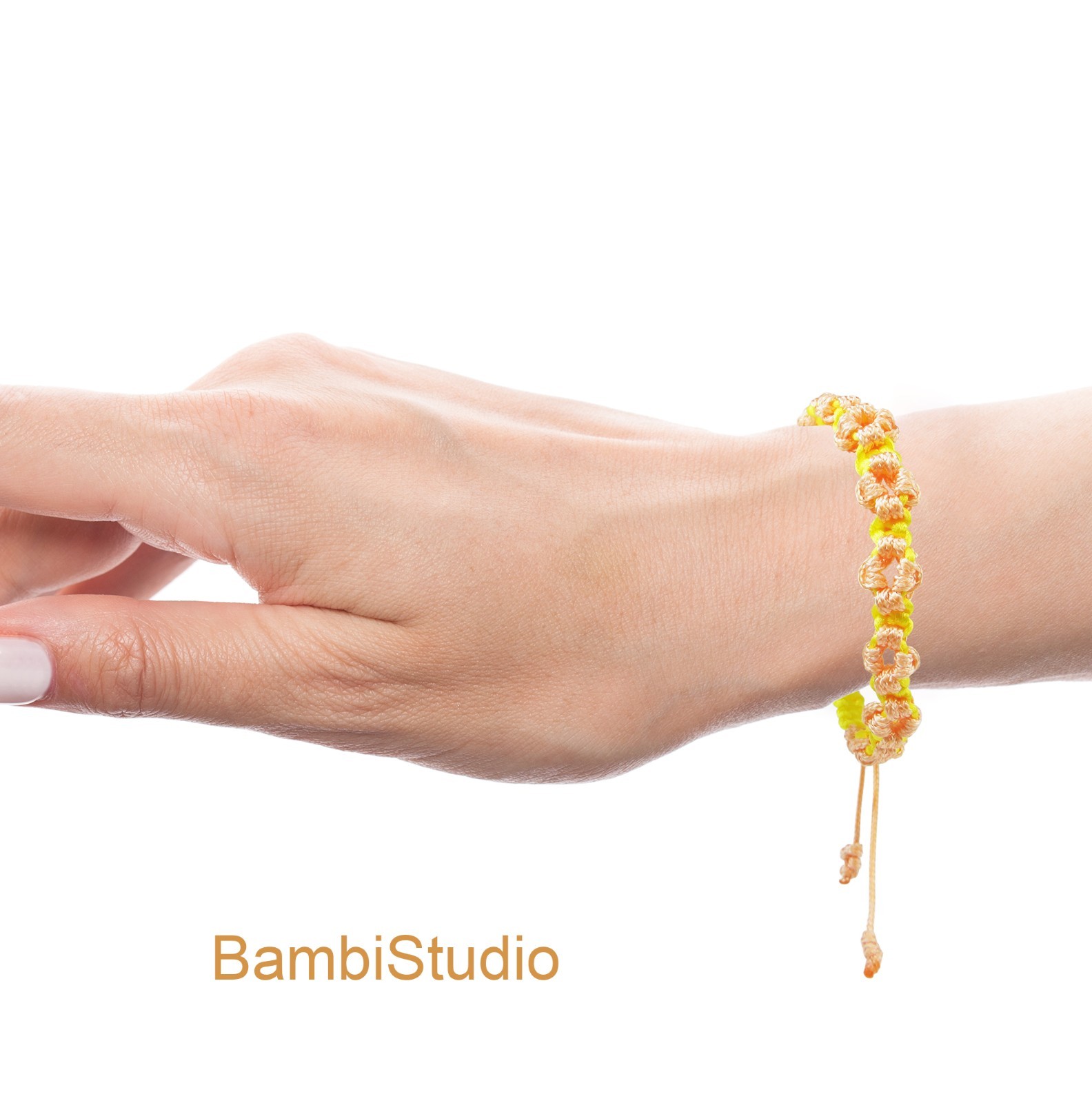 Handwoven Macrame Daisy Sun Flower Bracelet Adjustable Braided Cotton Cord gallery