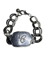 John Wind Silver Tone Chunky Double Link “C” Bracelet 7”