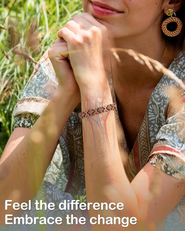Feraco Pure Copper Bracelets for Women, 5X Ultra Strength Magnetic Bracelet with gallery