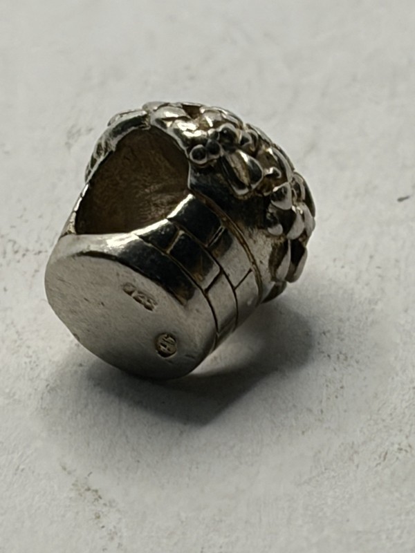 Love Bouquet Flower Basket Sterling Silver Bead Charm 925 gallery