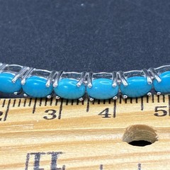 Excellent Hinged Bangle, ELEVEN 6mm Genuine Sleeping Beauty Turquoise Stones, 8”