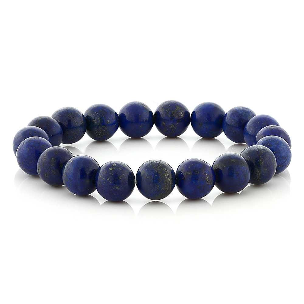 Gorgeous 10MM Simulated-Lapis Gemstone Beaded Stretch Stretchy Bracelet For gallery