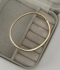 14K Gold Plated Oval Bangle Bracelet Water Resistant Rhodium Finish – Small 54mm