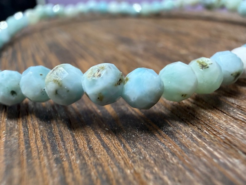 Wholesale Lot 6 Pcs Natural Larimar Faceted Stretch Bracelets – 4mm – 7.5” gallery