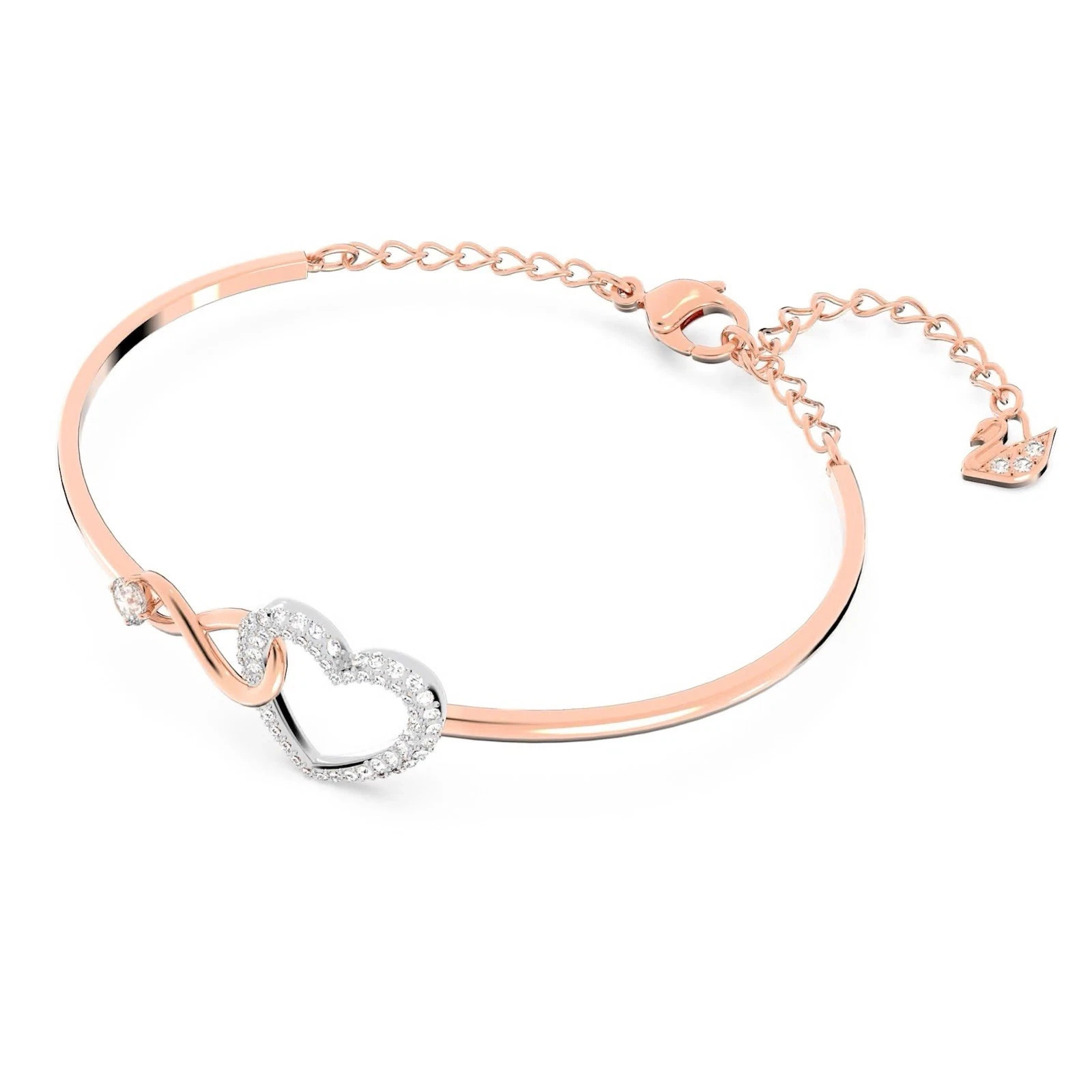 Swarovski Hyperbola Bangle Infinity and Heart, White, NEW. gallery