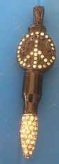 Rare Bullet 4 Peace Large Bullet Black Rhinestone Necklace Great Pendant