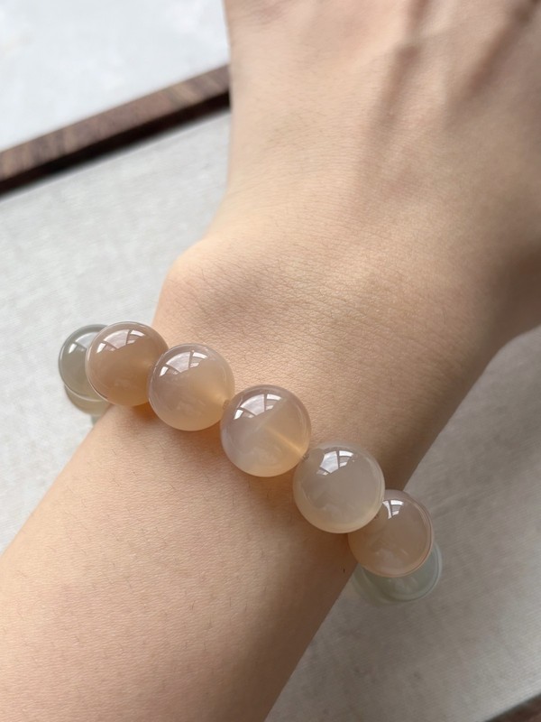 AAA Natural Orange Moonstone Gemstone Bracelet Beaded Crystal Stretch 13mm gallery