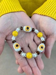 Sunflower Bracelet Kansas State Flower Gift for Woman Flower Bracelet Brown