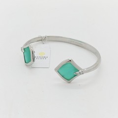 New Kendra Scott Joelle Silver Cuff Bracelet in Bright Aqua Illusion