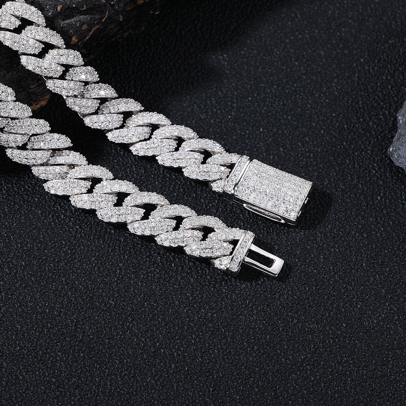 Real GRA Miami Cuban Link Bracelet Iced MOISSANITE Out Solid 925 Sterling Silver gallery