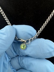Stainless Steel Peridot(August Birthstone) Cubic Zirconia Charm