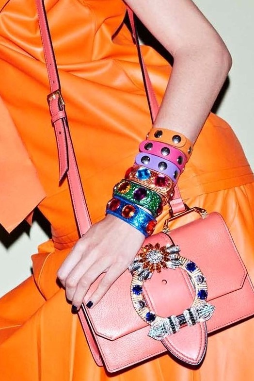 MIU MIU RESORT 2017 Purple Calfskin Leather Studded Bracelet NIB gallery