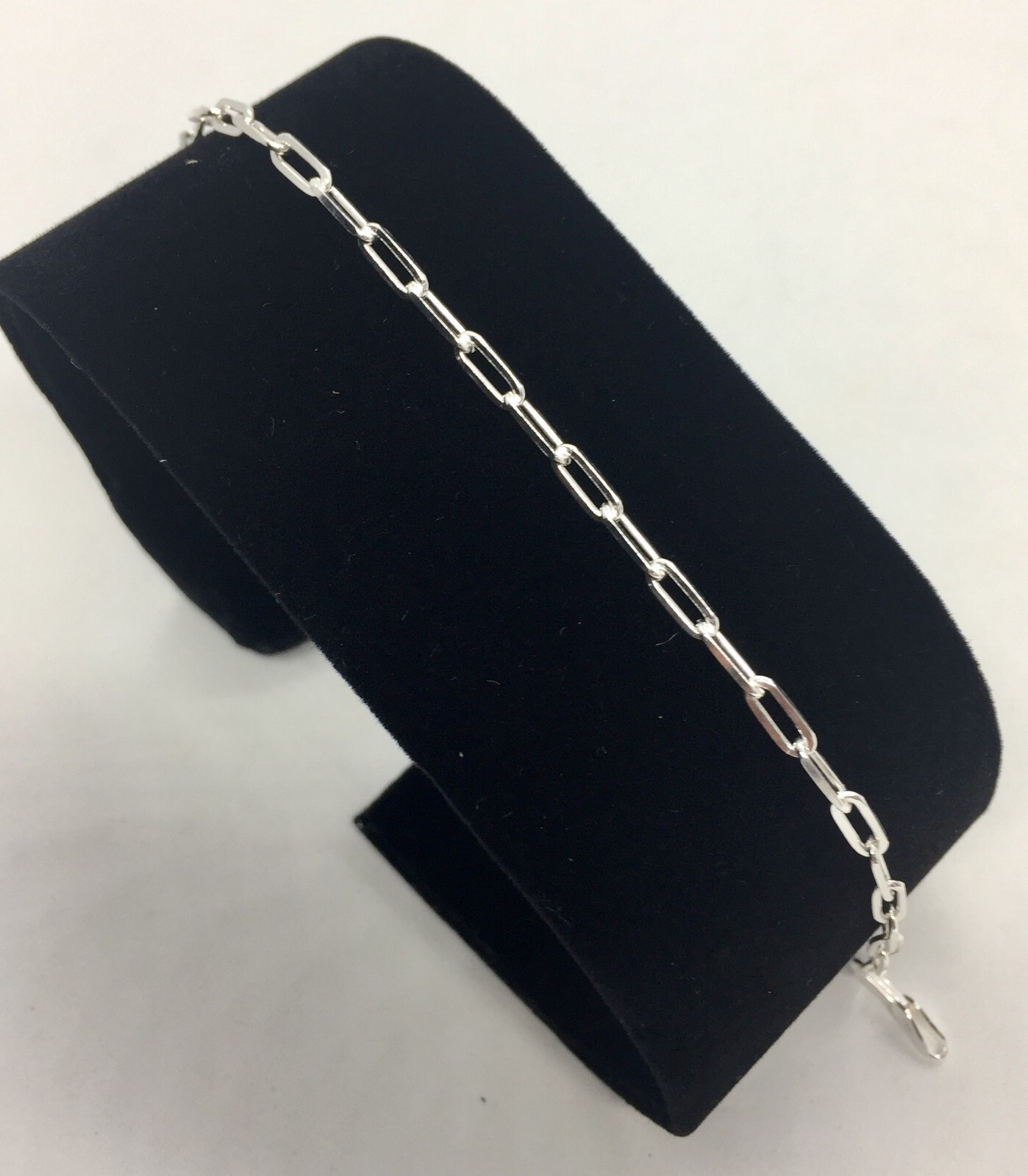 925 Sterling Silver 4mm Paper Clip Women's Bracelet 7" & 8" Made in Italy gallery