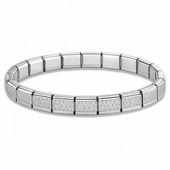 18 Link Shiny Basket Weave Center Bracelet 9mm Italian Charms Fits 7 Inch Wrist