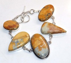 925 Silver Plated Classy Maligano Jasper Bracelet Gemstone Handmade 8″ JW
