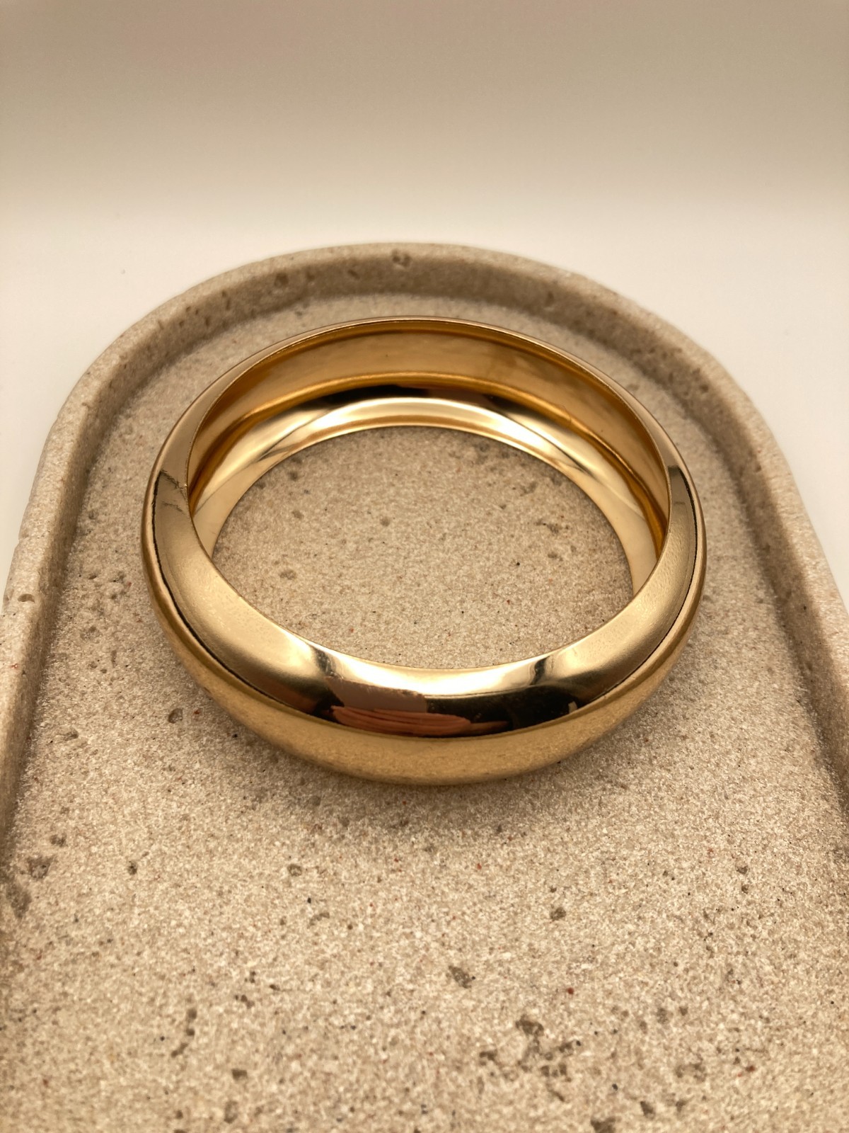 Gold Tone Domed Bangle Bracelet Wide Polished Couture Glossy Statement Chunky gallery