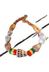 Handmade shell bracelet rasta boho beach jewelry wood beads naturel women gift