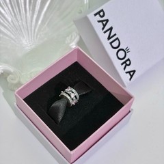 100% NEW #791161C01 PANDORA Sparkling Triple Halo Hearts Charm WITH BOX