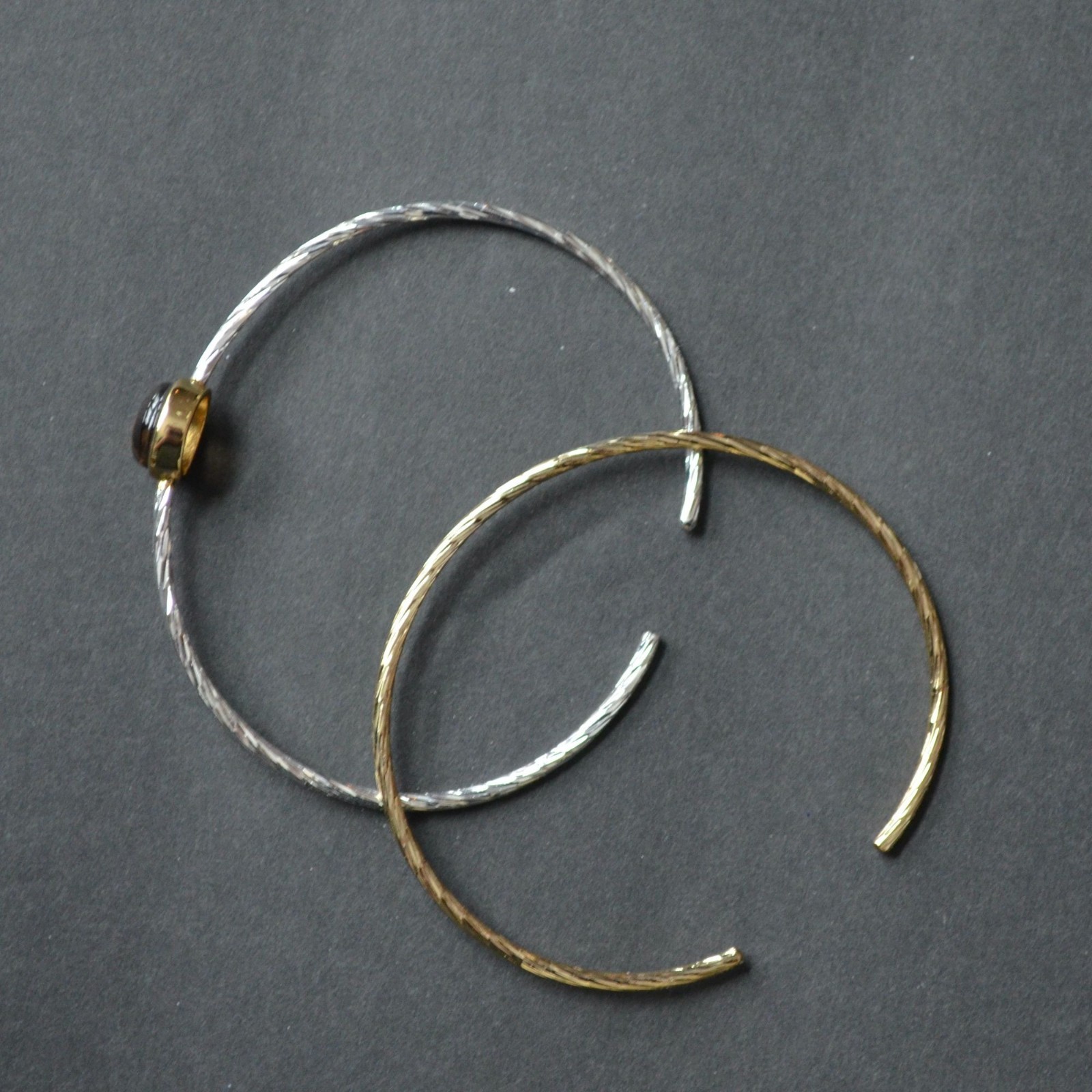 City x City Bangle Bracelet Pair Brown Stone Gold Silver gallery