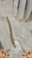 Gold Tone Stainless Steel Link Bracelet Fold Over Closure No Stone