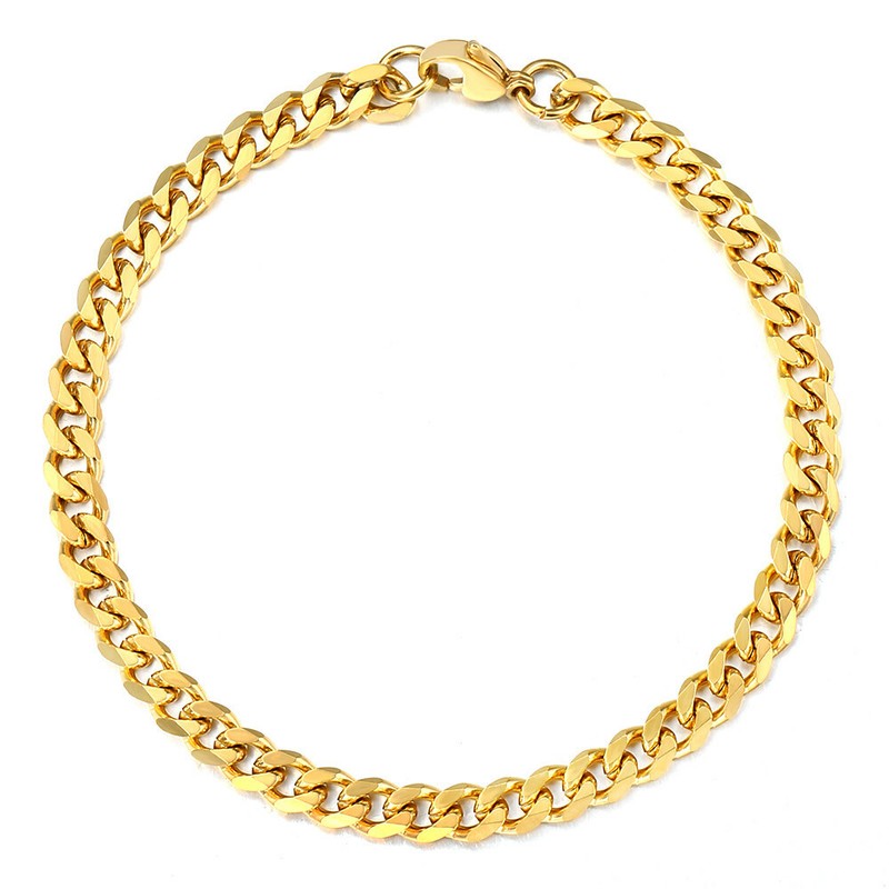 Men's Curb Cuban Chain Bracelet Gold Plated Stainless Steel 3/5/7/9/11mm Width gallery