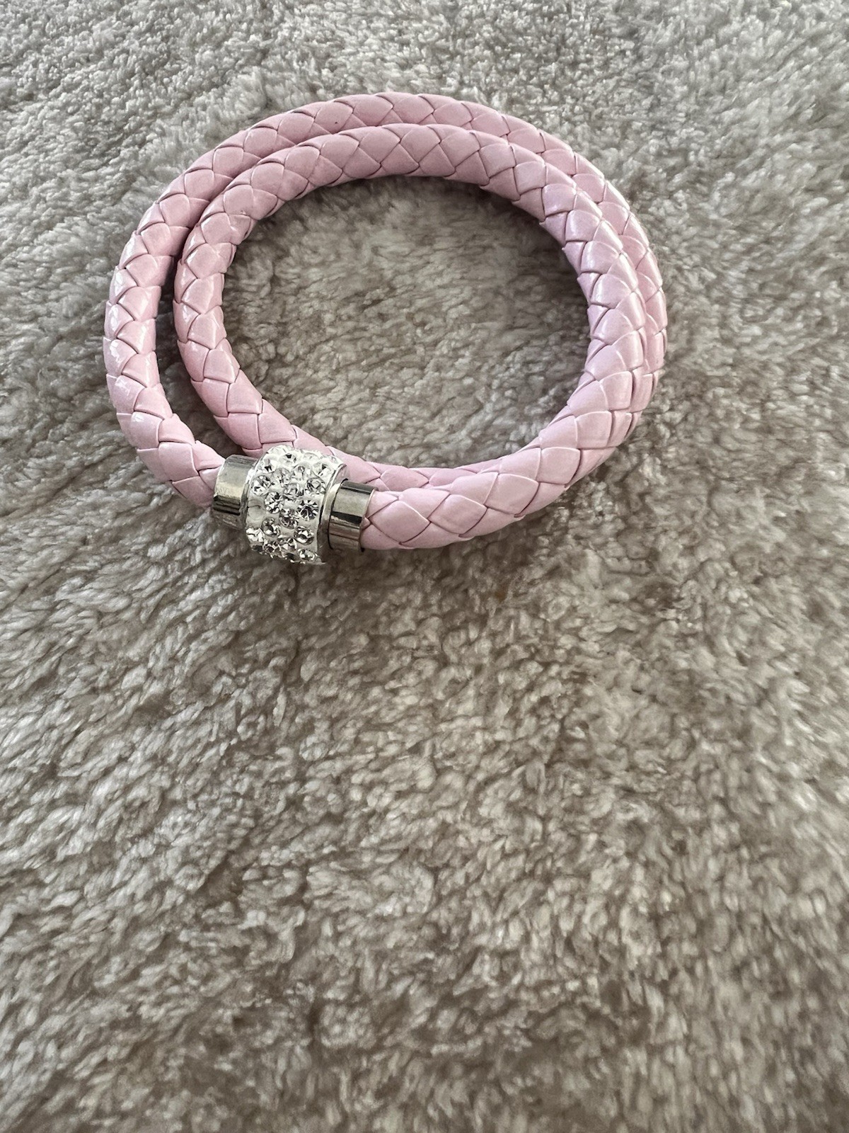 Double Wrap Leather Type Bracelet Lavender Magnetic Closure One Size Fits Most gallery