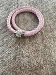 Double Wrap Leather Type Bracelet Lavender Magnetic Closure One Size Fits Most