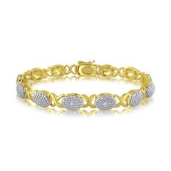 Gold tone White Accent Diamond Fashion Tennis Bracelet for Women 7″ Inch