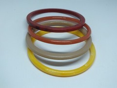 Beautiful Bangle Bracelet Set 4 Plastic Earthtones 1/8″ Wide x 2 5/8″ Across ID