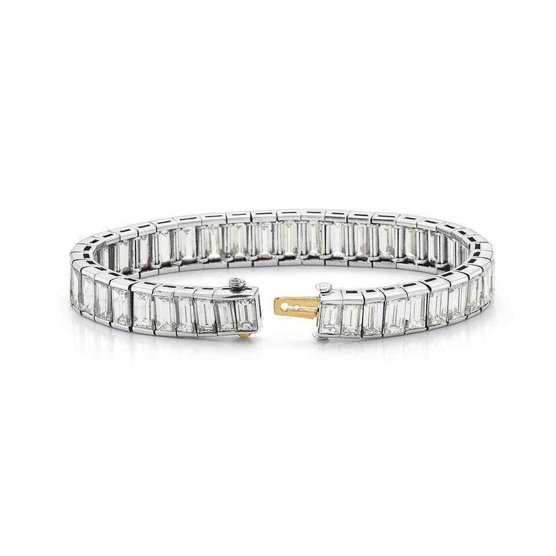 Elegant Transparent Baguette Cut White Cubic Zirconia Tennis Women's Bracelet gallery