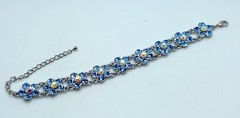 Handmade blue and ab color Flower silver tone shape metal fashion Bracelets