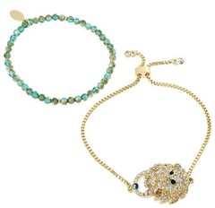 Heidi Daus Anniversary Collection 2pc Beaded and Bolo Lion Bracelet Set—Small