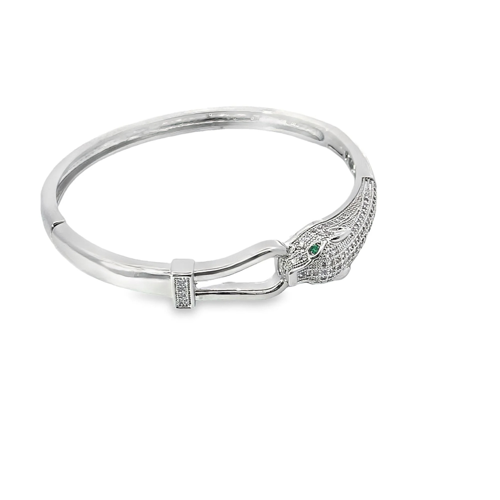 Half CZ Paved Panther Bite Bracelet (B131) gallery