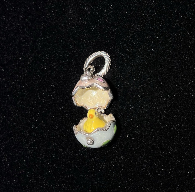 Brighton Peep A Boo Opening Easter Egg Dangle Charm Enamel Chick Silver Toned gallery