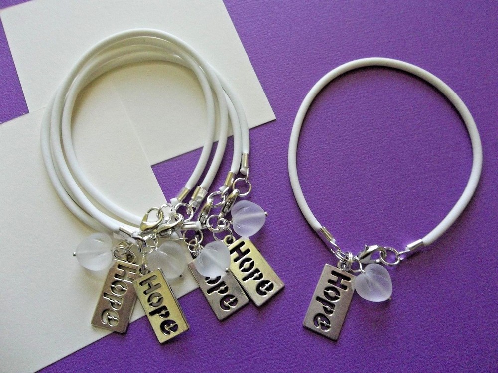 5-'HOPE HEART' LUNG CANCER AWARENESS BRACELETS