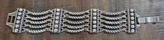 Brighton Sonora Multi Row Bracelet Silver Plated Fold Over Clasp 7in Long