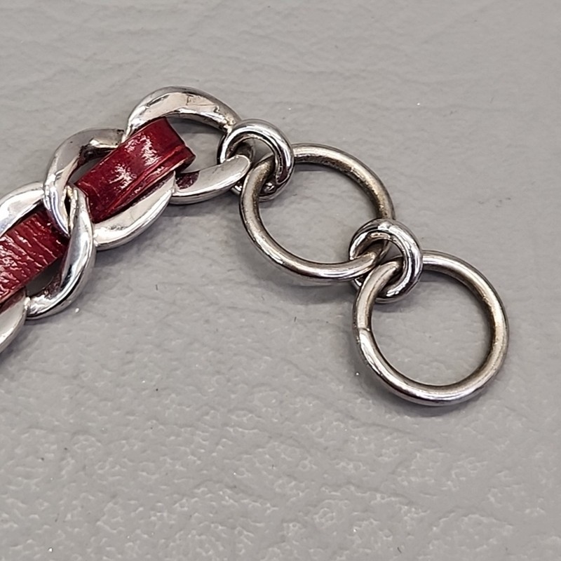 Ecclissi Bracelet Purse Charm Watch Red Faux Leather Silver Tone Chain 7" gallery