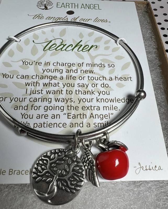 Earth Angel Teacher Charm Bracelet Nickel Free Lead Free Expandable New in Box gallery