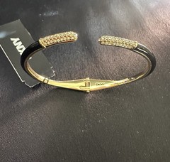 DKNY Enamel Slime Open Cuff Bracelet/ Black / Pave Crystal