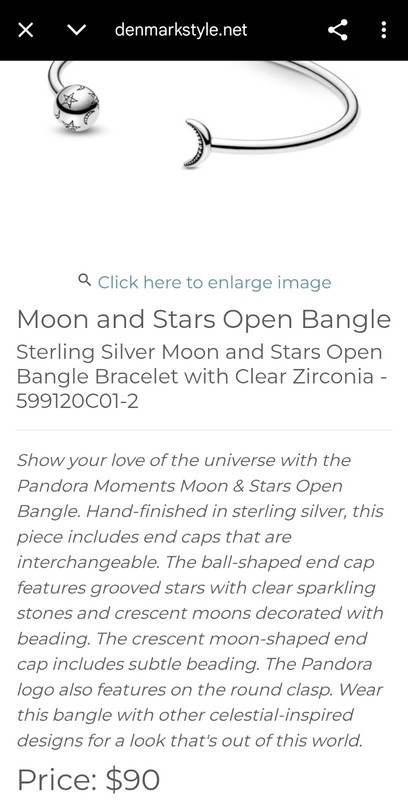 Authentic PANDORA. Moon Stars Open BANGLE BRACELET 599120C01-2... gallery