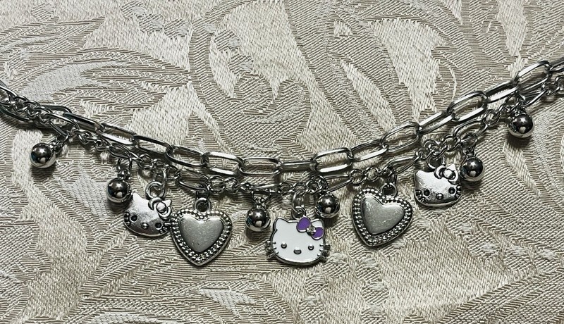 Sanrio Silver Hello Kitty Multiple Charm Adjustable Fashion Fun Trendy Bracelet gallery