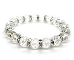 Clear Faceted Resin Crystal Beaded Stretch Bracelet Austrian Czech CZ