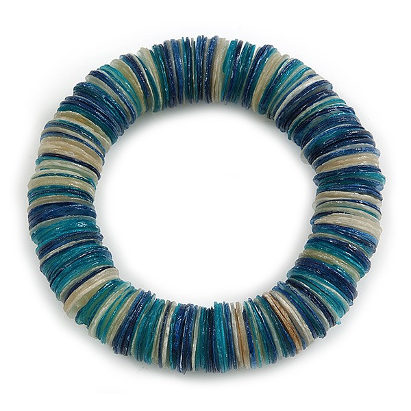 Summery Shell Flex Bracelet in Blue/ White/ Teal/ 18cm L/ Medium gallery