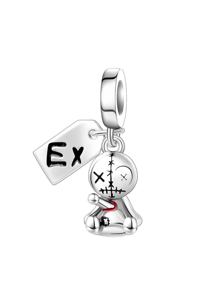Ex Voodoo Doll Dangle Charm 925 Sterling Silver
